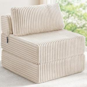 MEGAYES Convertible 4-in-1 Folding Sofa Bed Pocket Coils+Foam Fill Medium Support, Boneless No Assembly for Living Room/Bedroom, Single Beige