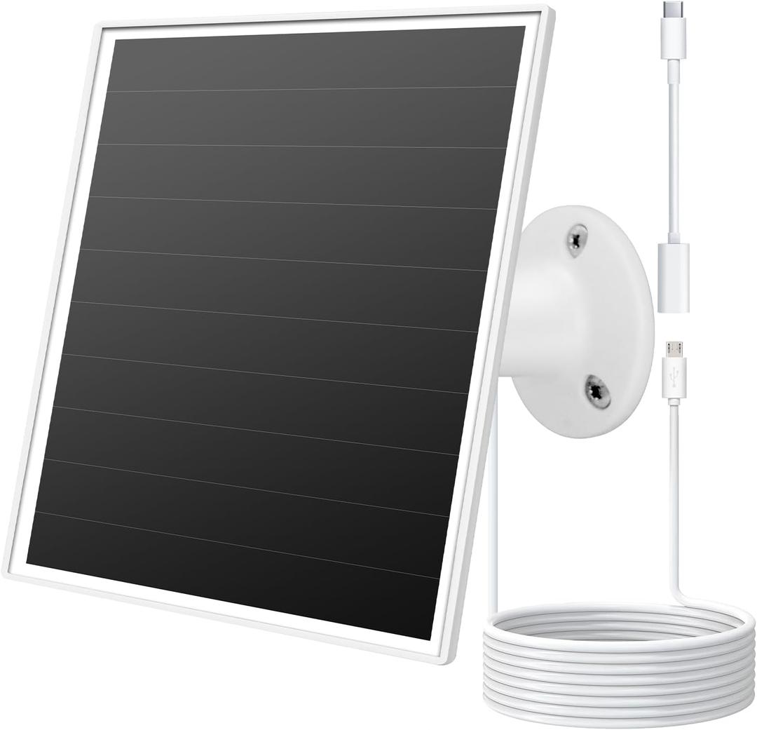 6W Solar Panel for Outdoor Security Camera with Micro USB & USB - C Port, Solar Panel Charger for Battery CameraFits Wyze/Reolink DC 5V Output, IP65/360 Adjustable, 9.8ft Cable, Fast Charging