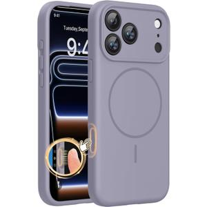 Miracase Magnetic for iPhone 17 Pro Max Case, Compatible with MagSafe, Integrated Silicone Camera Control Cover, 3.0mm Thicken Shockproof Drop Protection Phone Case for 17 ProMax, Lavender Gray