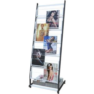 floor standing Brochure Display Stand with 4 wheels and 6 layers for reception rooms or offices magazine display stand (52'X18.7'X15.7')