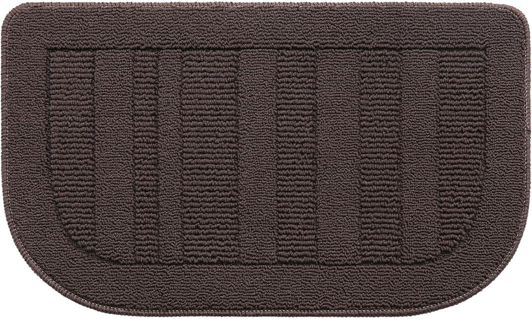 BEQHAUSE 30x18 Inch Kitchen Rug Mat Durable Kitchen Rugs Non-Slip Washable Absorbent Kitchen Mats for Floor Dirt-Resistant Semicircular Kitchen Mat (Brown)