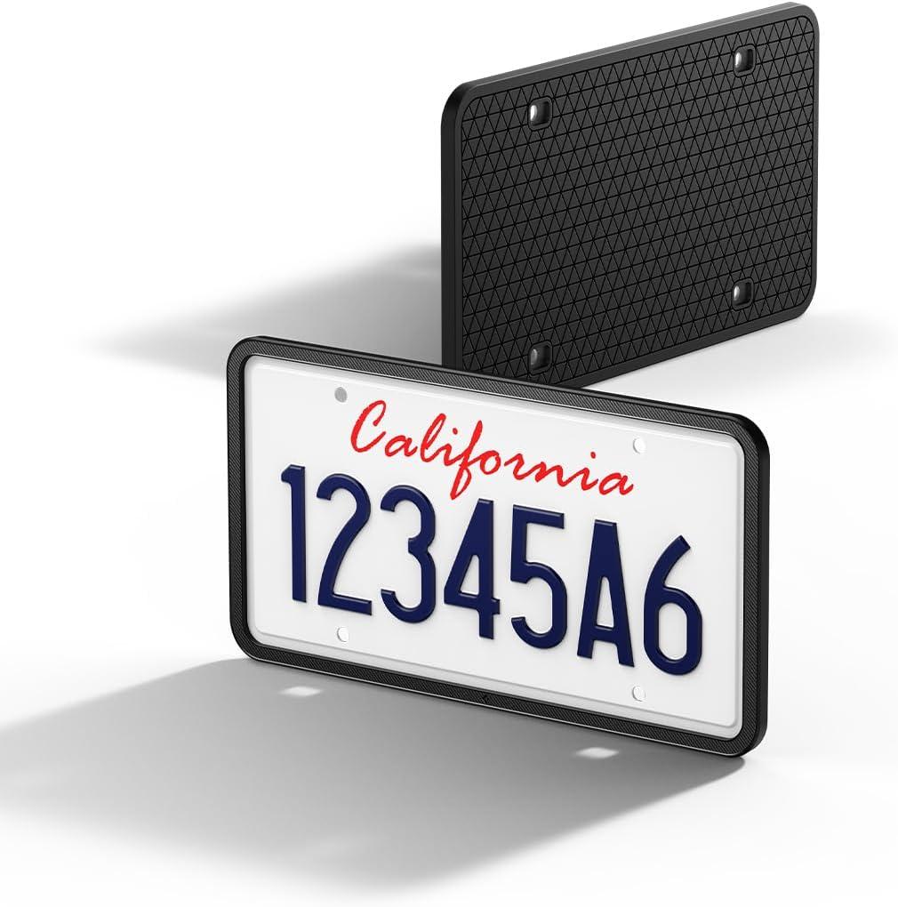 Spigen Car License Plate Frame Holder (Rattle Proof and Weather Proof) [1 Pack] with Screws & Installation Kit Designed for New Tesla Model Y Juniper, Model 3/Y/S/X/Cybertruck & All Cars (Black)