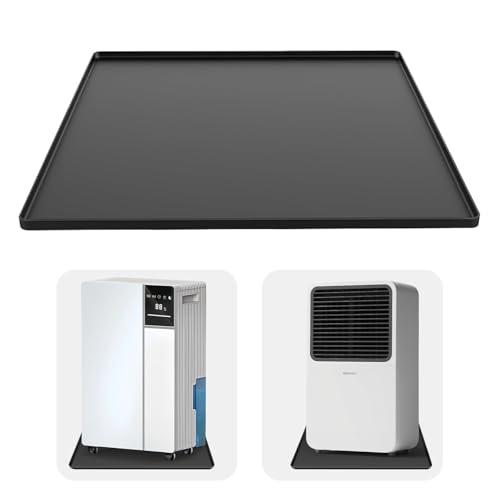 Dehumidifier Drip Mat- 23.6'' x 19.7'' x 0.78'' Silicone Humidifier Drip Mat, With Raised Edge, Non-Slip,Spill-Proof,Dehumidifier Drip Pan,Prevent Water Leakage and Protect Floor & Carpet-Black