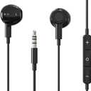 Hi-Res Extra Bass Earbuds Noise Isolating in-Ear Headphones Wired Earbuds with Microphone for iPhone, iPod, iPad, MP3, Huawei, Samsung, Lightweight Earphones with Volume Control 3.5mm Jack Headphones (Black)