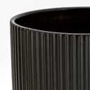 Amazon Basics Fluted Ceramic Round Planters with Drainage Hole, Indoor Outdoor Flower Pots, Assorted Sizes 6, 8, 10 inch, Set of 3, Black