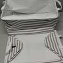 Sea Team 2-Pack Collapsible Canvas Fabric Storage Basket with Handles, Rectangle Waterproof Storage Bin, Box, Cube, Foldable Shelf Basket, Closet Organizer, 16.5 x 11.8 x 9.8 Inches, Grey Stripe