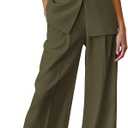 PRETTYGARDEN Women's 2 Piece Sets Business Casual Outfits,Army Green,XXL