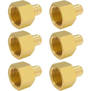 Hooshing 1/2" Pex Female Adapter, PEX 1/2 Inch to 1/2 Inch Female NPT Adapter Brass Crimp Fitting, Pack of 6