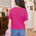 Milumia Girl's Casual Twist Hem Short Sleeve Round Neck Crop Top Tee Shirt (Pink)- 10Y