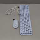 Wireless Keyboard and Mouse Combo, Backlit Round Keycaps, Retro Typewriter Keyboard with Detachable Wrist Rest, Rechargeable & Tilt Legs, 2.4GHz Cordless Connection for Windows/PC (Glowing Blue)