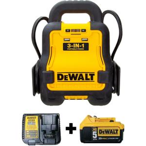 DeWalt DXAE20VBBK Battery Booster with 20V XR 5 AH Lithium-Ion Battery and DCB115 Battery Charger
