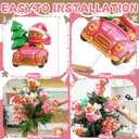 Giegxin 12pcs 10 x 8 Inches Cute Gingerbread Man Christmas Tree Picks 3D Gingerbread Christmas Decor with Sticks Cute Ornaments for Xmas Tree Topper Home School Office Garden Patio Winter Holiday (Pink)