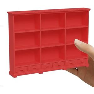 Doll House Accessories and Furniture Bookshelf in 1:12 Scale, Featuring a Dollhouse Bookshelf with openable Drawers, Doll House Shelves fits Dollhouse Living Rooms, Studies, or Library Decorations