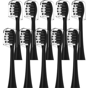 Toothbrush Heads Replacement Compatible with Gleem Electric Toothbrush - Brush Heads Refills Compatible with Gleem, Black, 10 Count