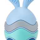 Pack of 3 Easter Egg Bunny Baby Teether for Easter Basket Stuffers, Rabbit Egg Rattle Toy Teething for Easter Basket Essentials Infant Boys & Girls First Gifts with 2 Packs Easter Egg Pacifier Clip, 3 Months+