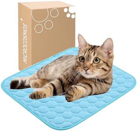 MICROCOSMOS Summer Cooling Mat & Sleeping Pad- Water Absorption Top, Materials Safe, Easy Carry, EZ Clean. Keep Cooling for Pets, Kids and Adults.(Blue, 19" x 15")