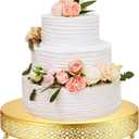 Wenqik Cake Stand 16 Inch Round Metal Cupcake Dessert Wedding Cake Stand Cookies Display Holder Fruit Serving Tray for Table Wedding Birthday Anniversary Party(Gold)