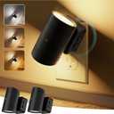 Briignite Night Lights Plug into Wall, 3CCT Modern LED Night Light Plug in, Dusk to Dawn Sensor, 3000K0K0K Change Nightlight,Dimmable NightLight for Hallway, Bedroom, Stairway, 2 Pack (Black rotatable-3CCT)