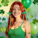 3 x St. Patrick's Day Hair Accessories Kit - Green Hair Bows, Star Hair Clips & Face Stickers for Women, Irish Party Hair Clips Set with Makeup Sticker for Pub Crawl, Festival