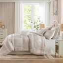 Madison Park 5-Piece Farmhouse Comforter Set with Ruching & Lace Trim, Soft Chambray Bedding, Includes Comforter and 2 Decorative Pillows, King, Neutral