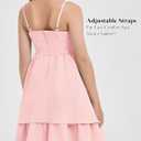 EXARUS Girls Holiday Dress Teen Ruched Ruffled Flowy Spaghetti Strap Dance Prom Formal Party Tween Cute Dresses 8-14Y (Pink)