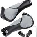 Bicycles Handlebar Grips, Aluminum Lock-on Ergonomic Bike Grips, Cushion Vibrations Comfort Bike Handlebar Grips, Mountain MTB BMX Bicycles Grips for Scooter (Rubber Black/Grey)