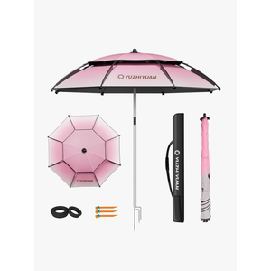 Outdoor Umbrellas for Patio 7.2/7.8/8.5FT Patio Table Umbrella with Tilt, UPF50+ UV Protection, High Black Coated, with Carry Bag, Great for Beach, Camping, Picnic, Backyard, Pink 