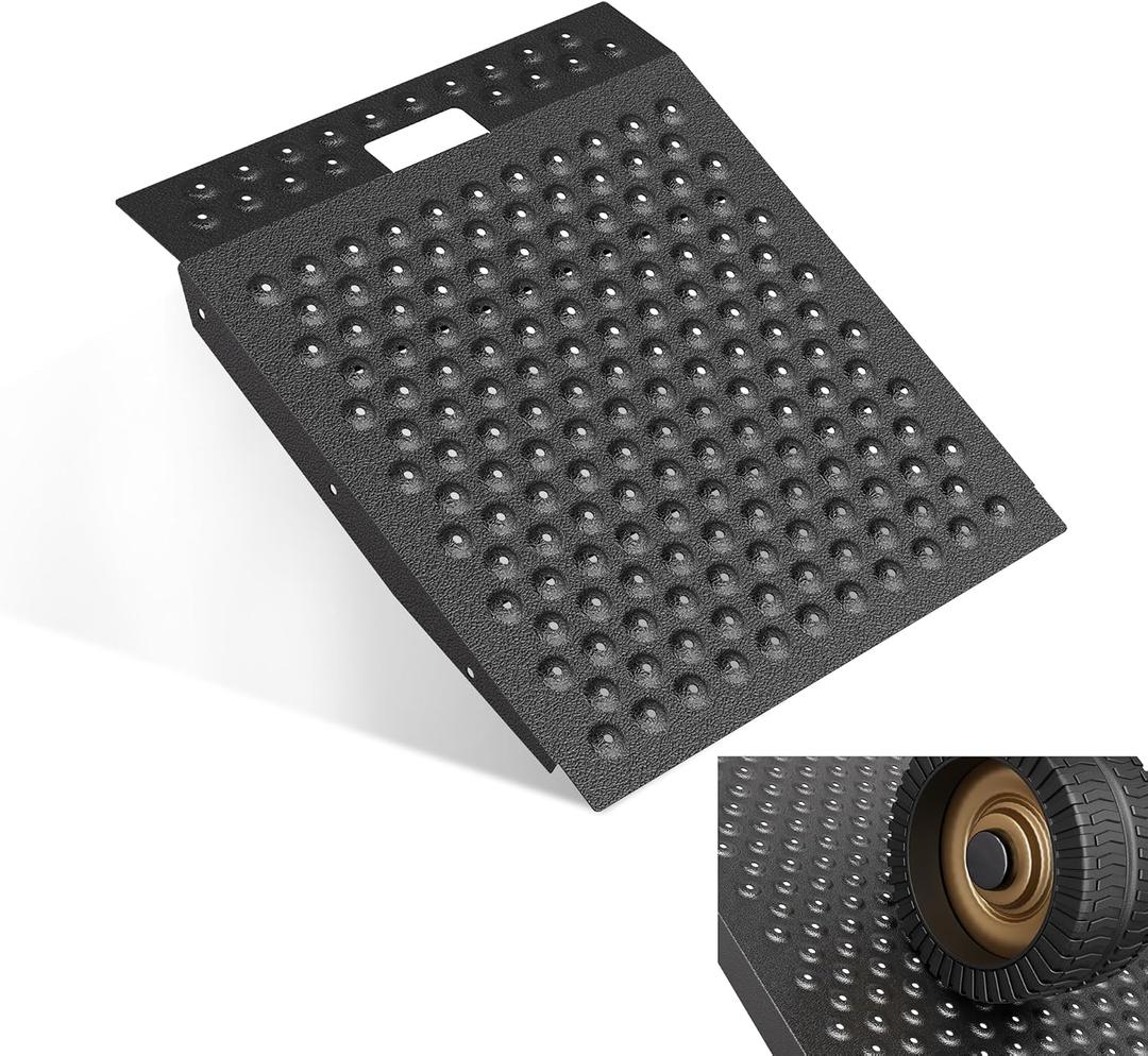 VNN 29" x 24" Shed Ramp for Riding Mower - 750 LB Capacity Shed Ramps, Anti-Slip Punch Plate Ramp for ATV, Motorcycles, Garages & Barns (1PC, Velvet Black, Alloy)