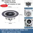 3-in-1 Kitchen Sink Drain Filter Pop-up Stopper with Filter Basket 304 Stainless Steel It has The Function of Fast Drainage and Odor Isolation Suitable for U.S. Standard 3-1/2" Sink drains