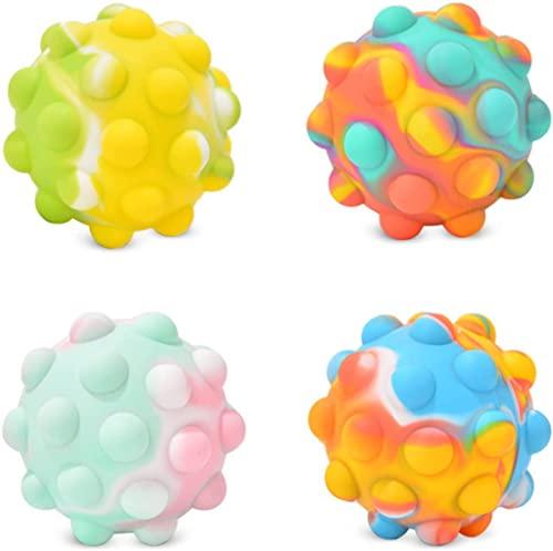 Gifts for Kids 4 Packs Pop Ball Fidget Toy 3D Push Bubble Push Squeeze Ball Sensory Toy Gift Stress Relieving Game for Kids Adult