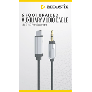 ACOUSTIX 6 Foot Braided AUXILIARY AUDIO CABLE