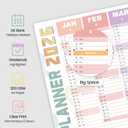 2026 Wall Planner Large 47.2"x16.5"  Double-Sided Laminated Year Calendar with Rolled Packaging, No-Crease Design, 8 Stickers  Home Office Wall Organiser, Bright Colours