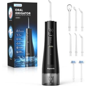 Water Flosser Cordless for Teeth, Water Pick Oral Irrigator with U Shaped Nozzle, 40150 PSI DIY Mode, 350ML Large Tank, Rechargeable Portable Dental Flosser for Braces & Adults
