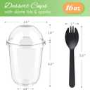 Zezzxu 50 Pack 16 oz Plastic Dessert Cups with Dome Lids (No Hole) and Sporks, Clear Disposable Fruit Cups with Lids for Yogurt Parfait Ice Creams Pudding Cakes