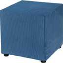 uxcell Square Ottoman Cover 18x18x18inch Stretch Polyester Washable Ottoman Slipcovers Elastic Foot Stool Foot Rest Protector for Living Room Bedroom, Blue