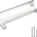Cabinet Pulls Brushed Nickel Cabinet Handles Square Drawer Pulls, 2 Pack 11-1/3 Inch Stainless Steel Kitchen Door Cupboard Cabinet Handles, Drawer Hardware Handles, 288mm Hole Centers