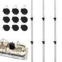 OCEANBROAD Boat Cover Support Poles Adjustable Telescoping Aluminum - Universal Fit for Pontoon, V Hull, Jon Boats - Waterproof Windproof Cover Support System with Straps, 3 Pack