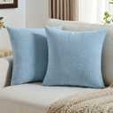 FUTEI Blue Decorative Throw Pillow Covers 20x20 Inch Set of 2,Soft Cozy Chenille Geometric Textured Cushion Case,Home Decor for Couch Bed Living Room