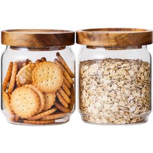 Glass Jar with Lid 3.54 Inch Wide, 15 OZ Small Airtight Food Storage Containers Glass Set for Coffee Beans| Sugars| Candy, 4 Pack