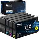 Timink 712 Ink Cartridges High Yield Replacement for 712XL Combo Pack, Compatiable with DesignJet T650 T630 T230 T210 Studio Plotter Printers (4 Pack, 80-ml Black + 29-ml Cyan/Magenta/Yellow)