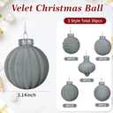 30 Pcs Velvet Christmas Ball Ornaments, Christmas Tree Ball Ornaments Flocked Plastic Balls Xmas Hanging Decorations for Tree Holiday Party (Dusty Blue, 3.15 Inch)