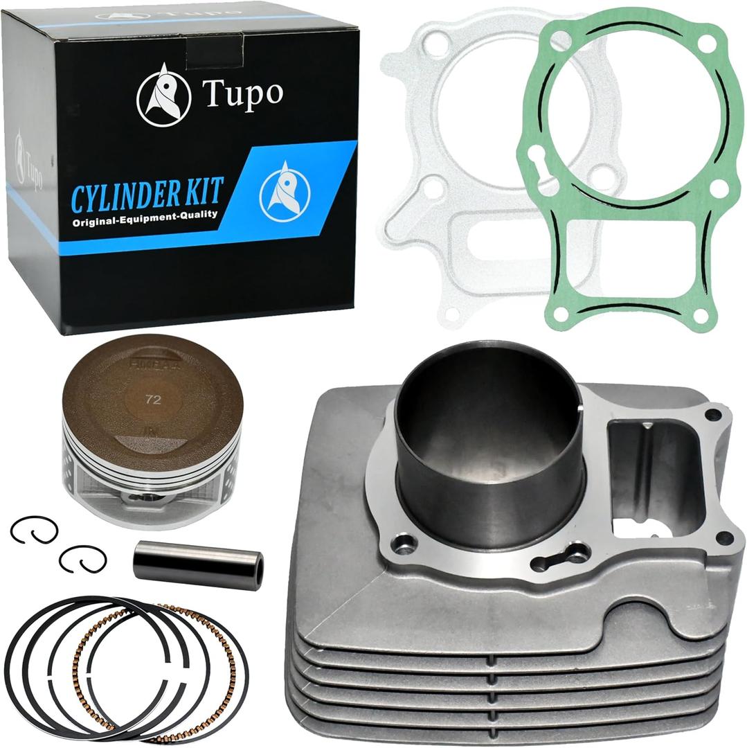 Tupo 253cc 72mm Big Bore Cylinder Piston Ring Gasket Top End Rebuild Kit Compatible with Honda Recon 250 TRX250 TRX 250 Sportrax 250 TRX250X TRX250TM TRX250TE TRX250EX 2002-2024