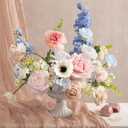 Ling's moment Fake Flowers Box, Faux Artificial Greenery Stems Foam Roses Poppy Gardenia Silk Hydrangea Peony Fabic Flower for Centerpieces Bouquet Wedding Floral Vase, English Pastel, Deluxe Combo