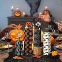 Yerliker 4 Pcs Halloween Wooden Tiered Tray Decor Set Halloween Wood Table Centerpieces Signs Pumpkin Ghost Blocks Signs for Rustic Farmhouse Home Mantle Office Mantel Shelf Desk Decor