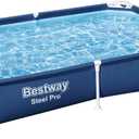 Bestway Pro 87 in. x 59 in. Rectangular 17 in. Deep Metal Frame Above Ground Pool 56545E-BW