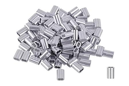 50Pcs Aluminum Crimping Loop Sleeves Cable Crimp for 3/ 16" Wire Rope End