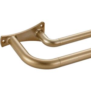 Antique Gold Double Curtain Rods, Wrap Around Double Curtain Rods for Window 28-48 Inch, Room Darkening Double Drapery Rods, 3/4-Inch Front and 5/8 Inch Back Telescoping Double Blackout Curtain Rods