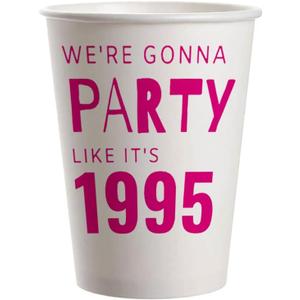 SharkBliss 1995 30th Birthday Party Cups, 20 Pack 9oz Pink We're Gonna Party Like It's 1995 30th Birthday Disposable Paper Cups for His Her Thirty 30th Birthday (Gonna 1995)