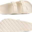 Goosecret Women's Comfortable Arch Support Walking Platform Sandals | Lightweight Chunky Slip-On Foam Slides with Adjustable Buckle, Sandals for Beach and Daily Wear (Beige, 40)