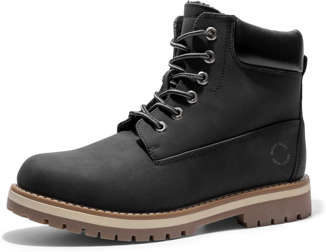 Bruno Marc Men's Classic Winter Fall Boots Outdoor Work Boots 2.0 (10.5, Black/Fur)